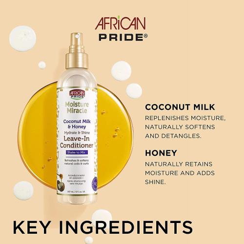 African Pride Moisture Miracle Coconut Milk & Honey Leave-In Conditioner 8 oz