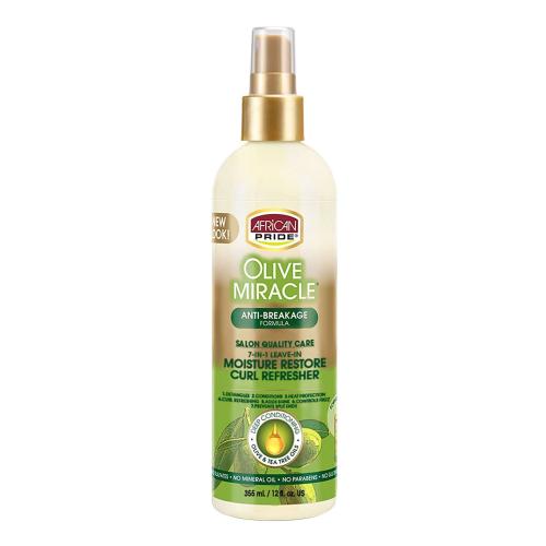 African Pride Olive Miracle 7-in-1 Leave-In Moisture Restore Curl Refresher 12 oz
