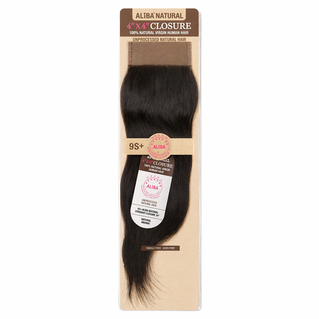 Janet Collection 9S+ Aliba Natural 4" x 4" Straight Closure 10"