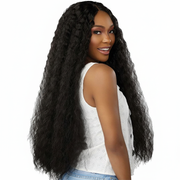 Black Crimped Wig Back-Facing View