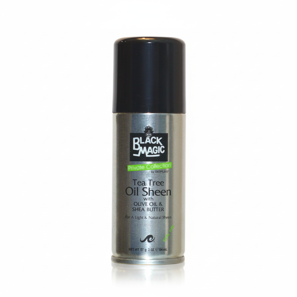 Black Magic Tea Tree Oil Sheen White Background