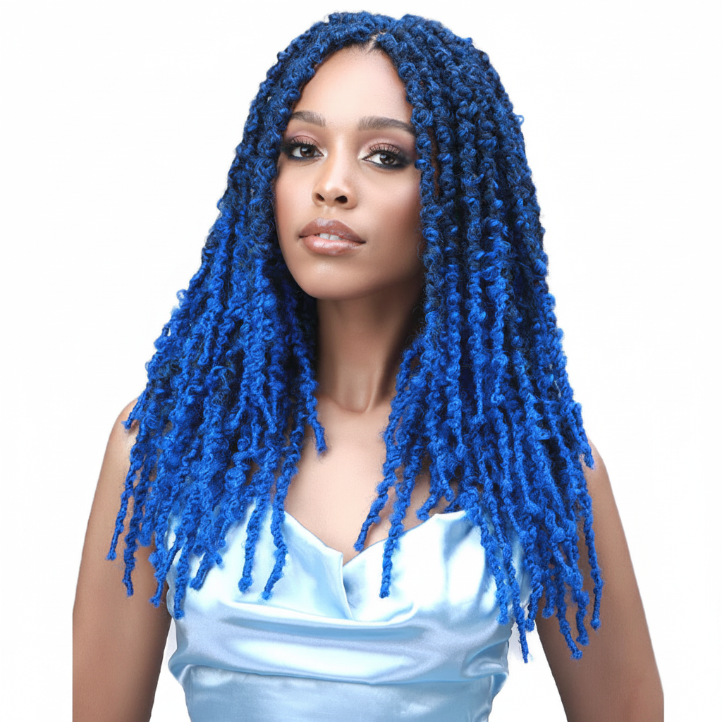 Blue Butterfly Locs Front