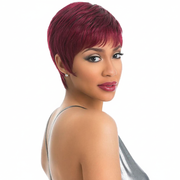 Burgundy pixie wig - front view