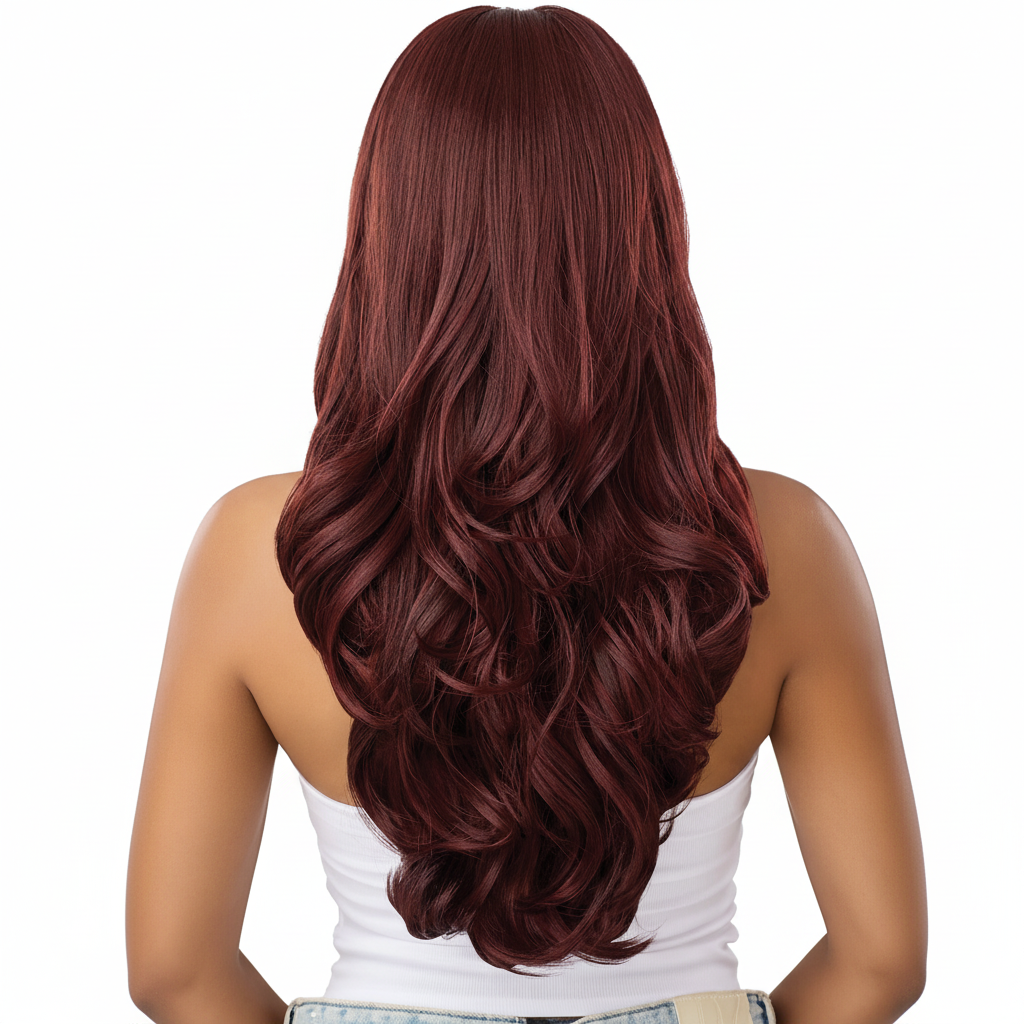 Burnt Mahogany Wig Back View