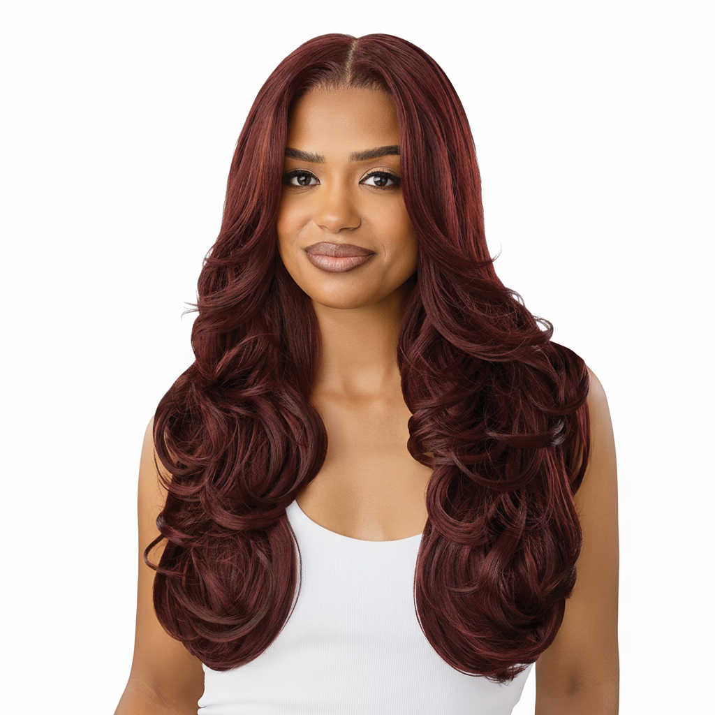 Burnt Mahogany Wig Front View