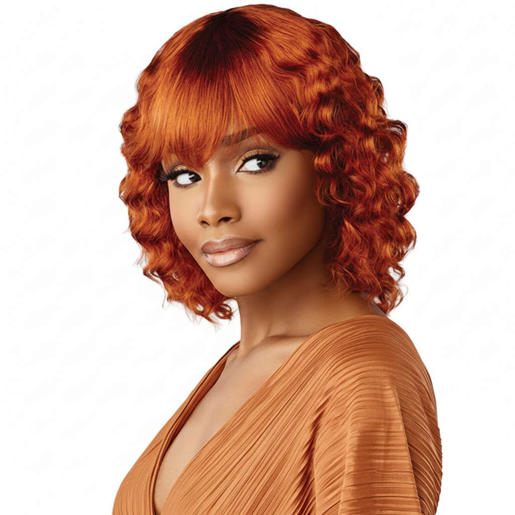 Copper charm wig - front view