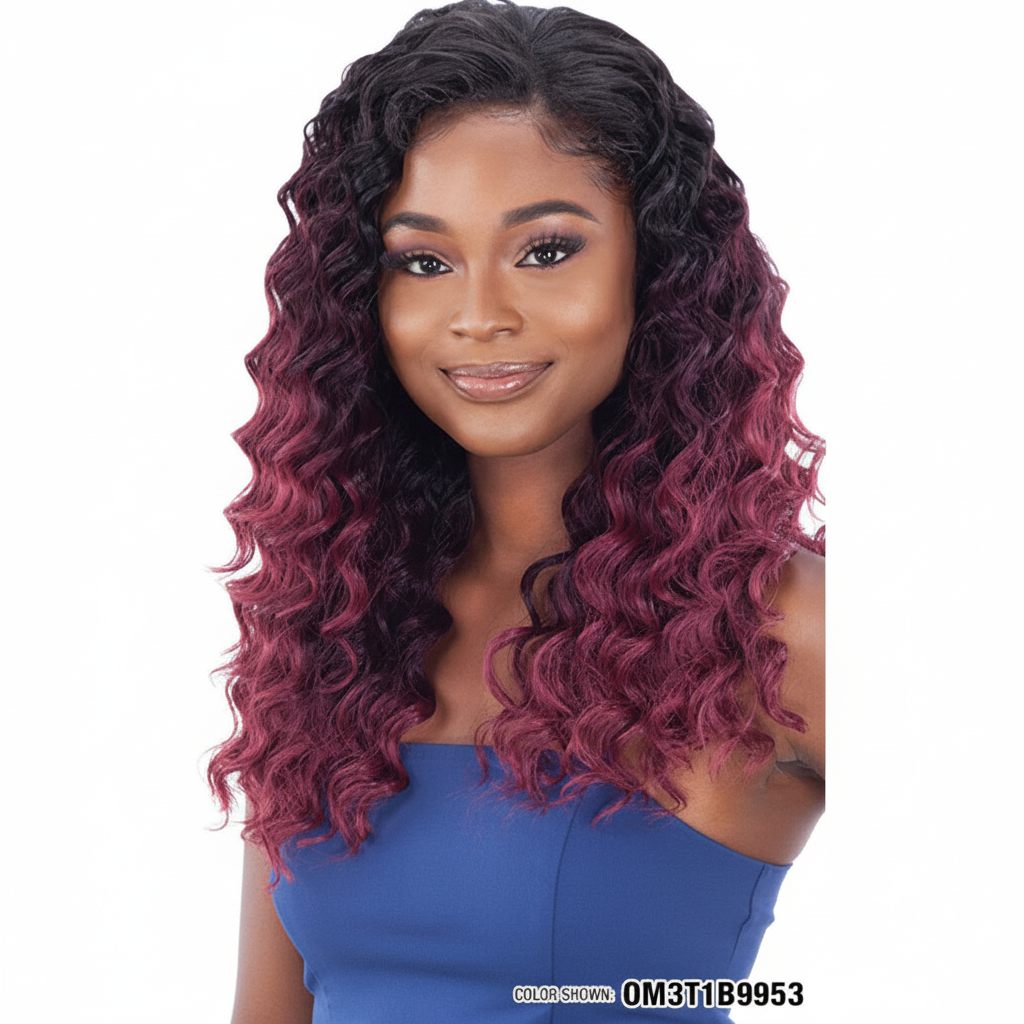 Curly Ombre Burgundy Lace Front Wig