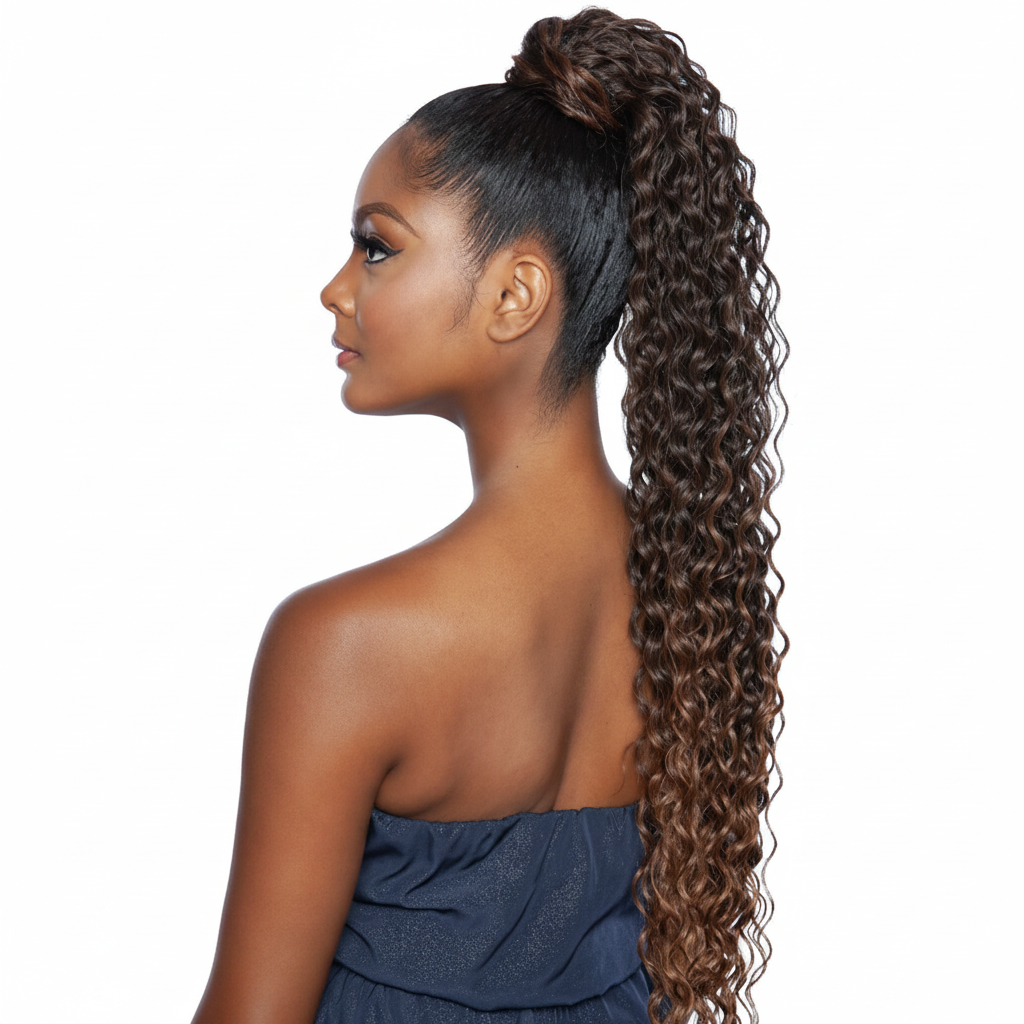 Curly Ponytail - Side View