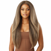 Front view - Ash Brown Highlighted Wig