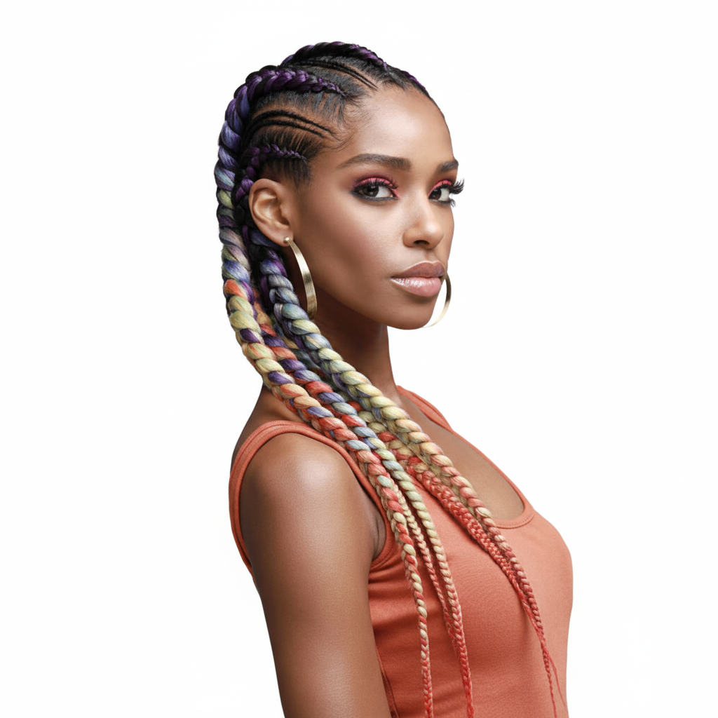 Front view with colorful braids - 1024x1024