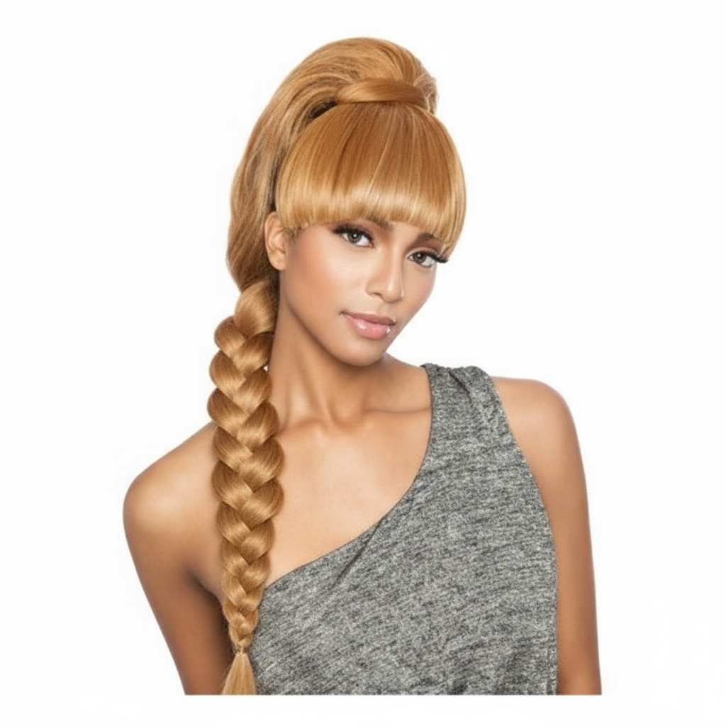 Golden Blonde Ponytail Wig with Bangs