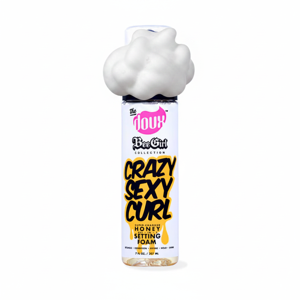 The Doux Bee Girl Crazy Sexy Curl Honey Setting Foam white background product shot