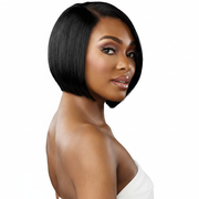 Short black bob wig - side view