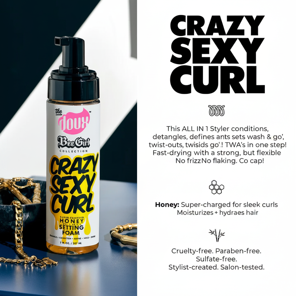 The Doux Bee Girl Crazy Sexy Curl Honey Setting Foam lifestyle shot