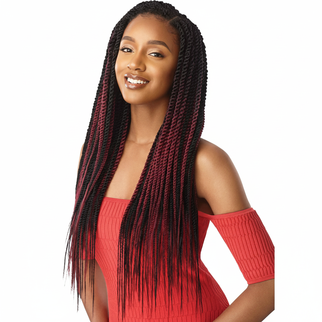 Outre X-Pression Pre Looped Crochet Braid - SENEGAL TWIST MEDIUM NATURAL TIP 45 Strands 26"
