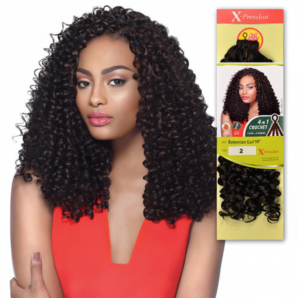 Boho Pre Loop Outre X-Pression 4 In 1 Pre Loop Crochet Braid BOHEMIAN CURL 14 Inch ...