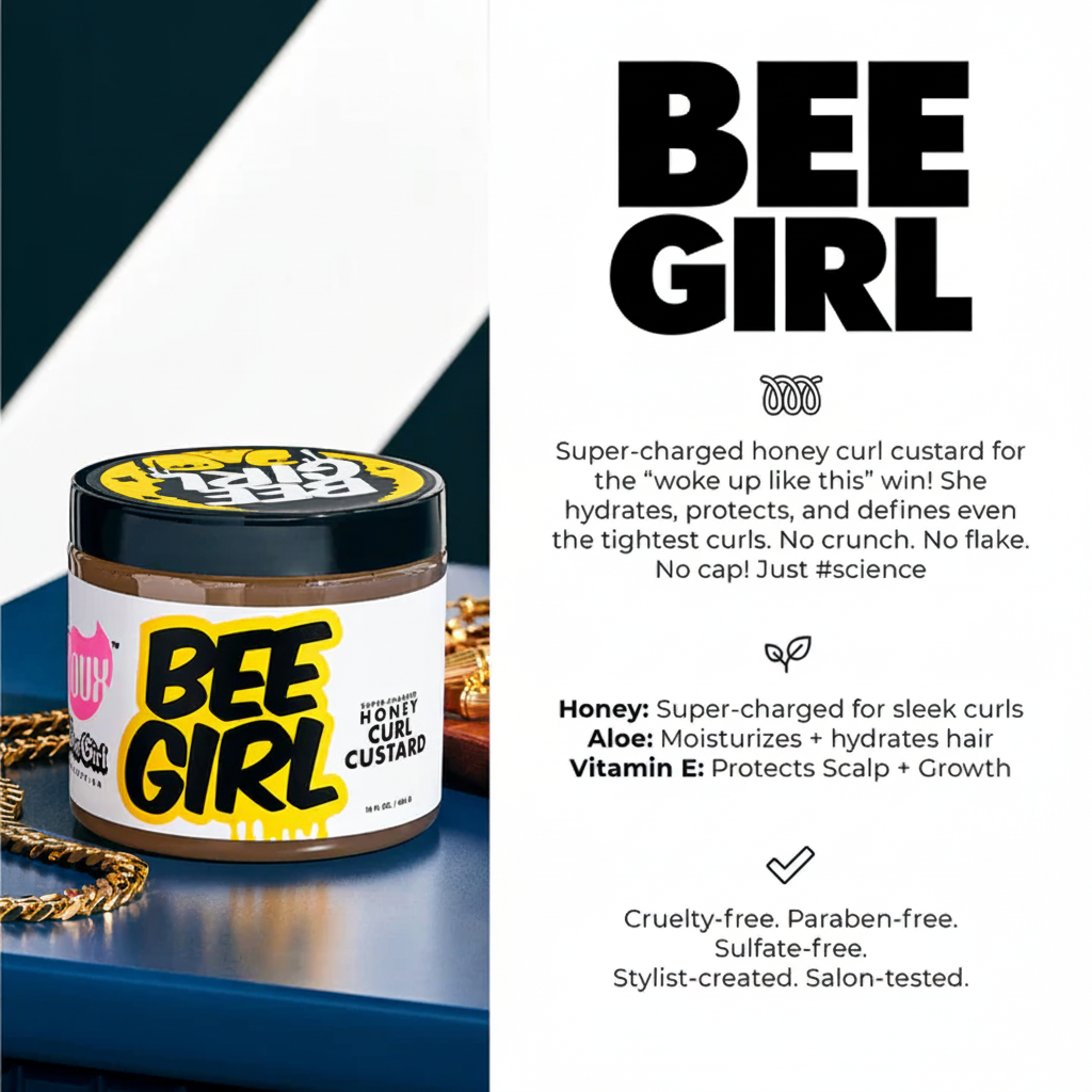The Doux Bee Girl Honey Curl Custard lifestyle shot