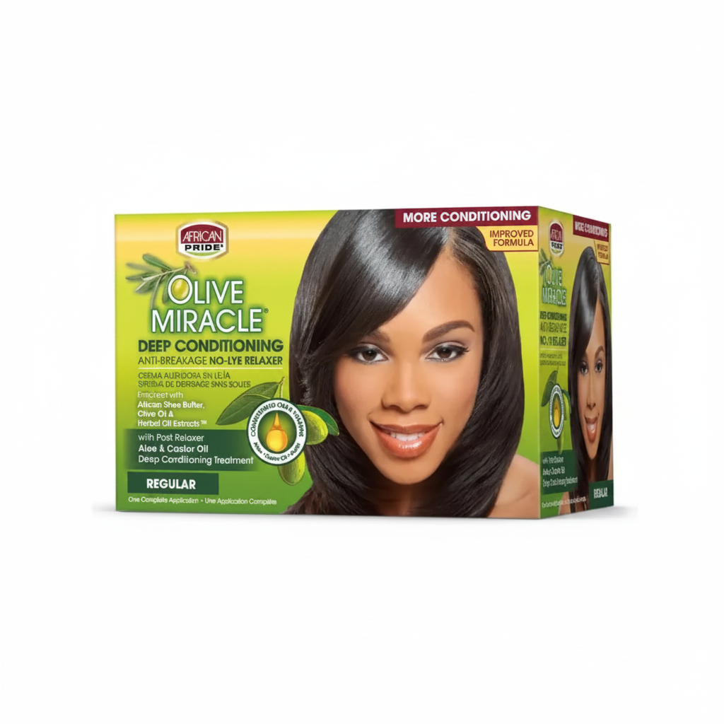 African Pride Olive Miracle Deep Conditioning Anti-Breakage No-Lye Relaxer Regular