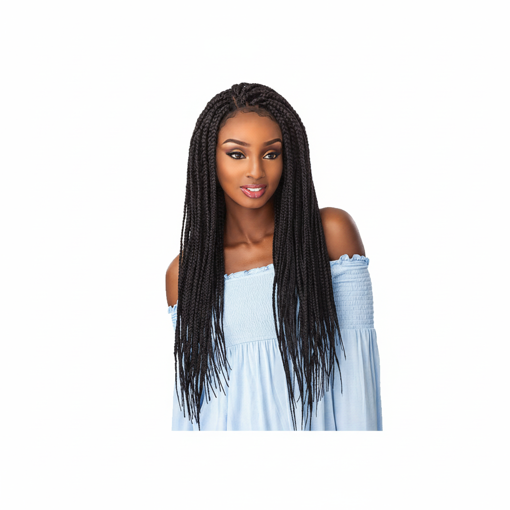 Long box braids wig - front view
