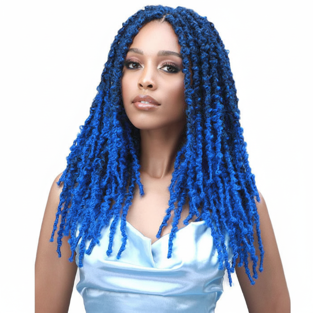 Bobbi Boss African Roots Calif. Butterfly Locs 14 3X in vibrant blue - front view