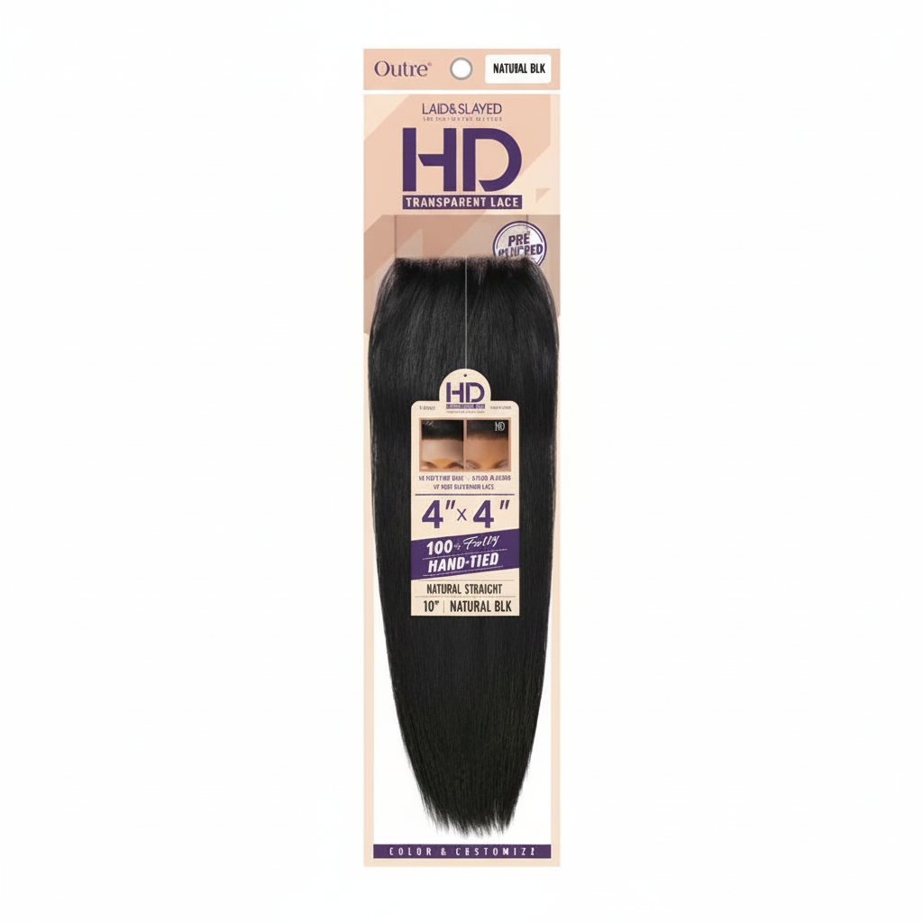 Outre 100% Unprocessed Laid & Slayed HD Transparent Lace 4x4 Closure - NATURAL STRAIGHT 10
