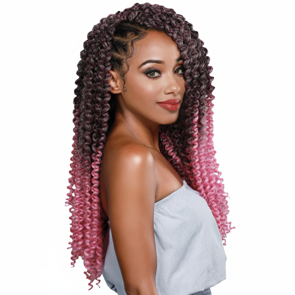 Water Wave Double Strand Crochet Braid - Model Shot
