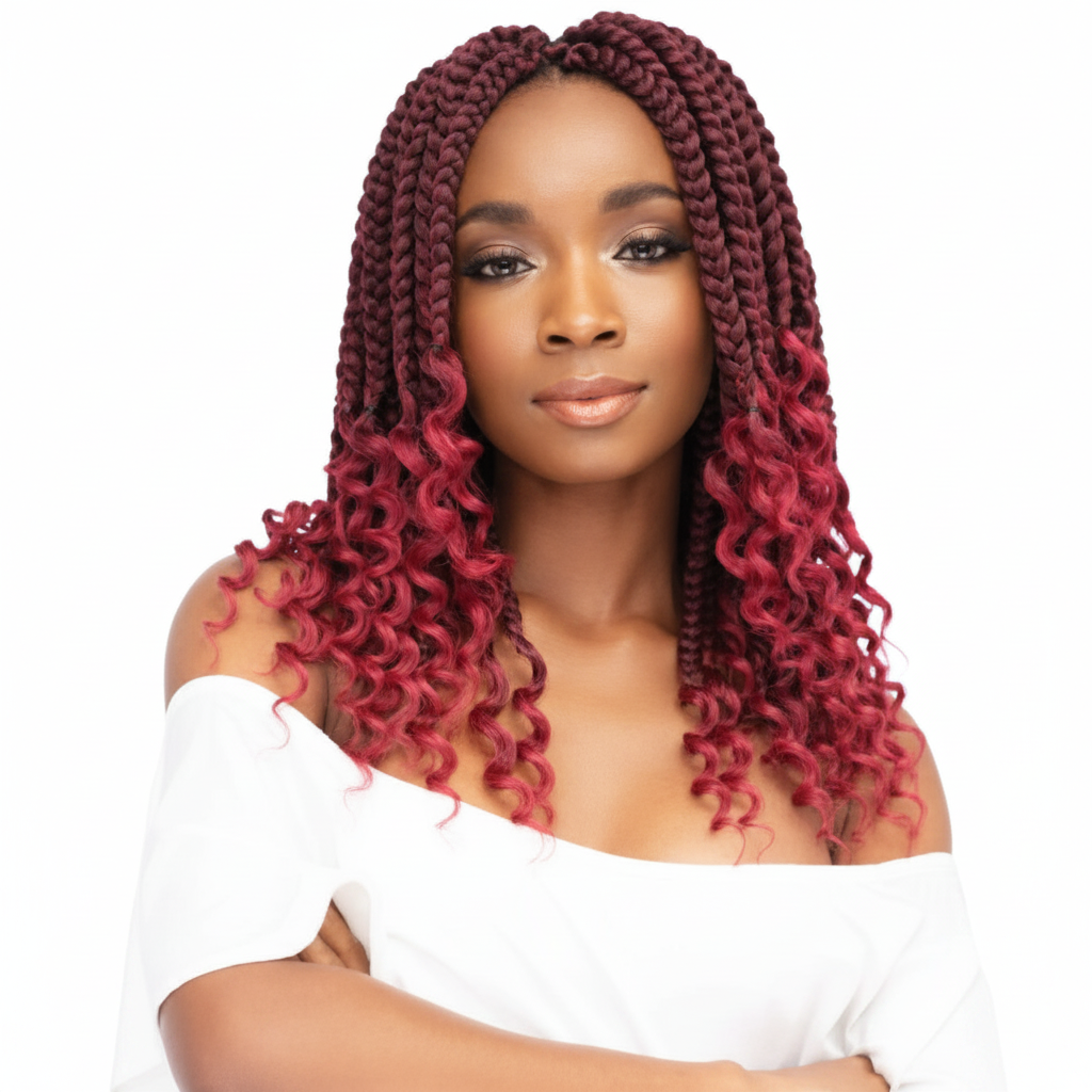 Box Braid 12 Curly Finish - Model Shot