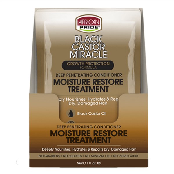 African Pride Black Castor Miracle Moisture Restore Treatment 2 oz