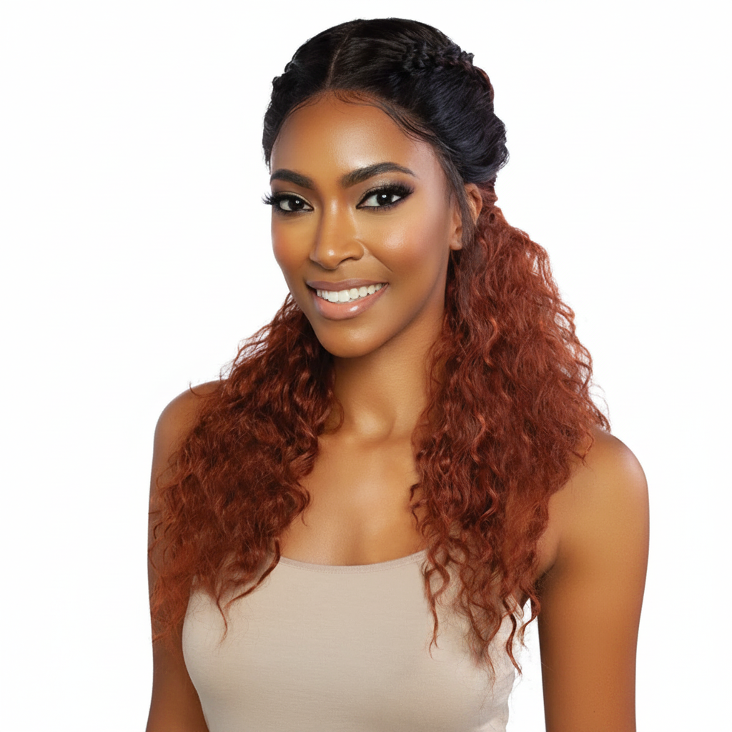 Long Curly Wig - Half-Up Style