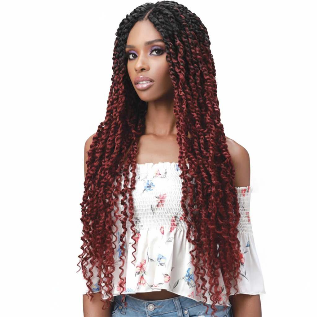 Long twisted braids ombre - side view