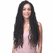 Model wearing braids