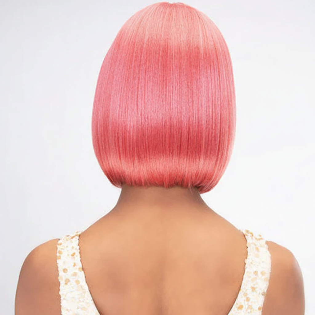 Pink bob wig - back