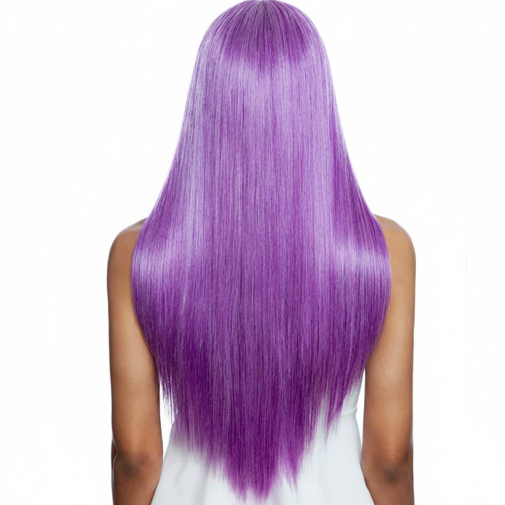 Purple Straight Wig - Back View