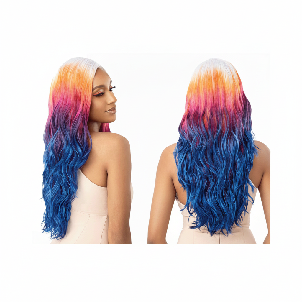 Rainbow wig side and back views - 1024x1024