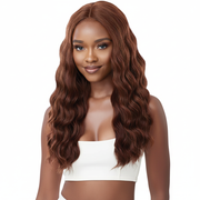 Resized auburn wavy wig front view