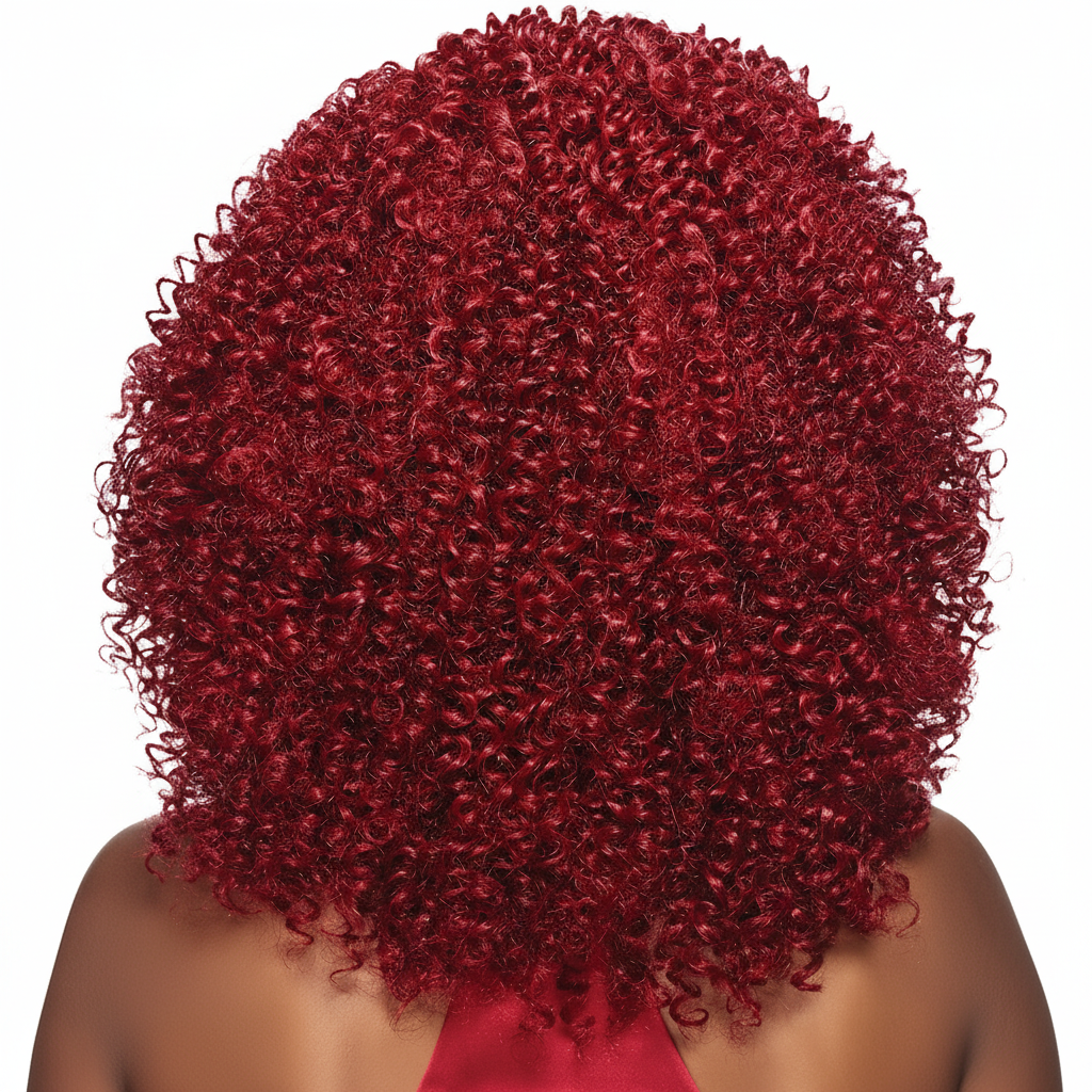 Resized burgundy curly wig back view