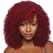 Resized burgundy curly wig front view