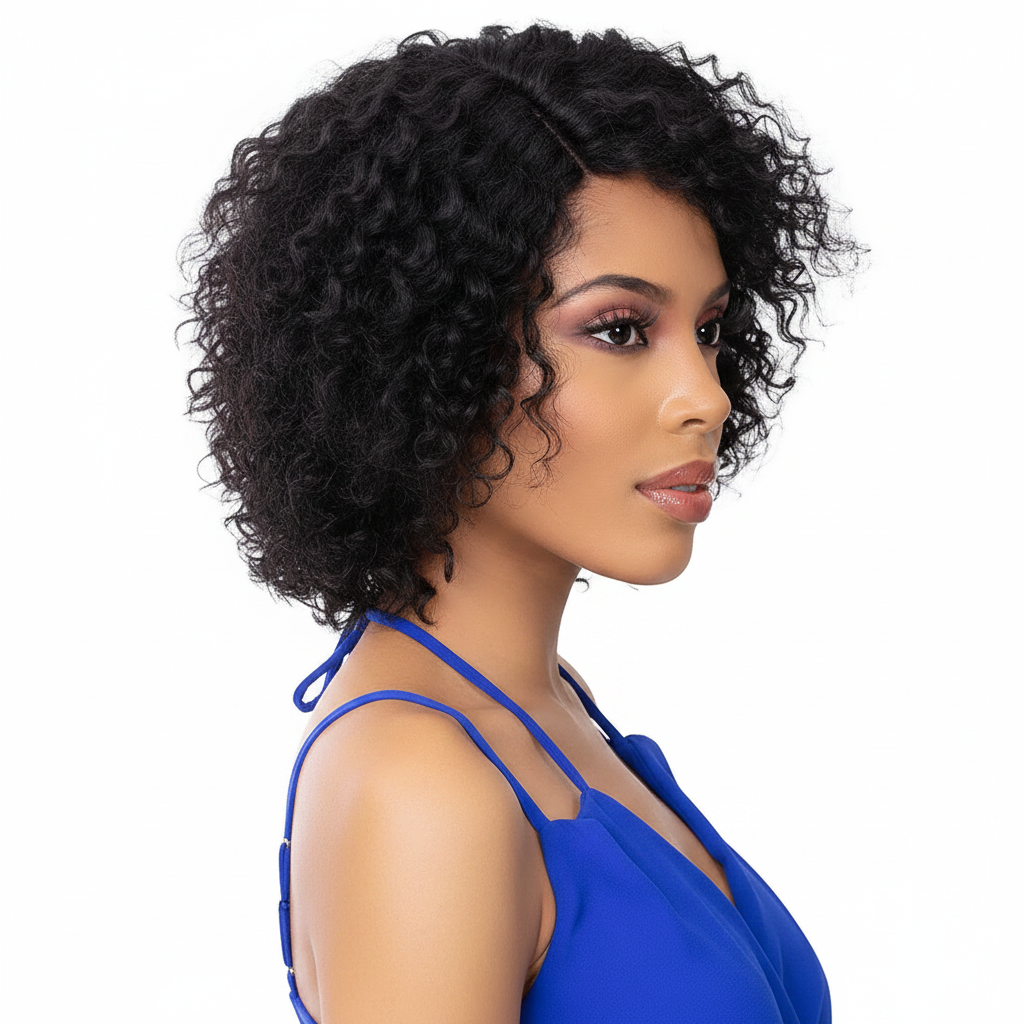 Side view - curly wig