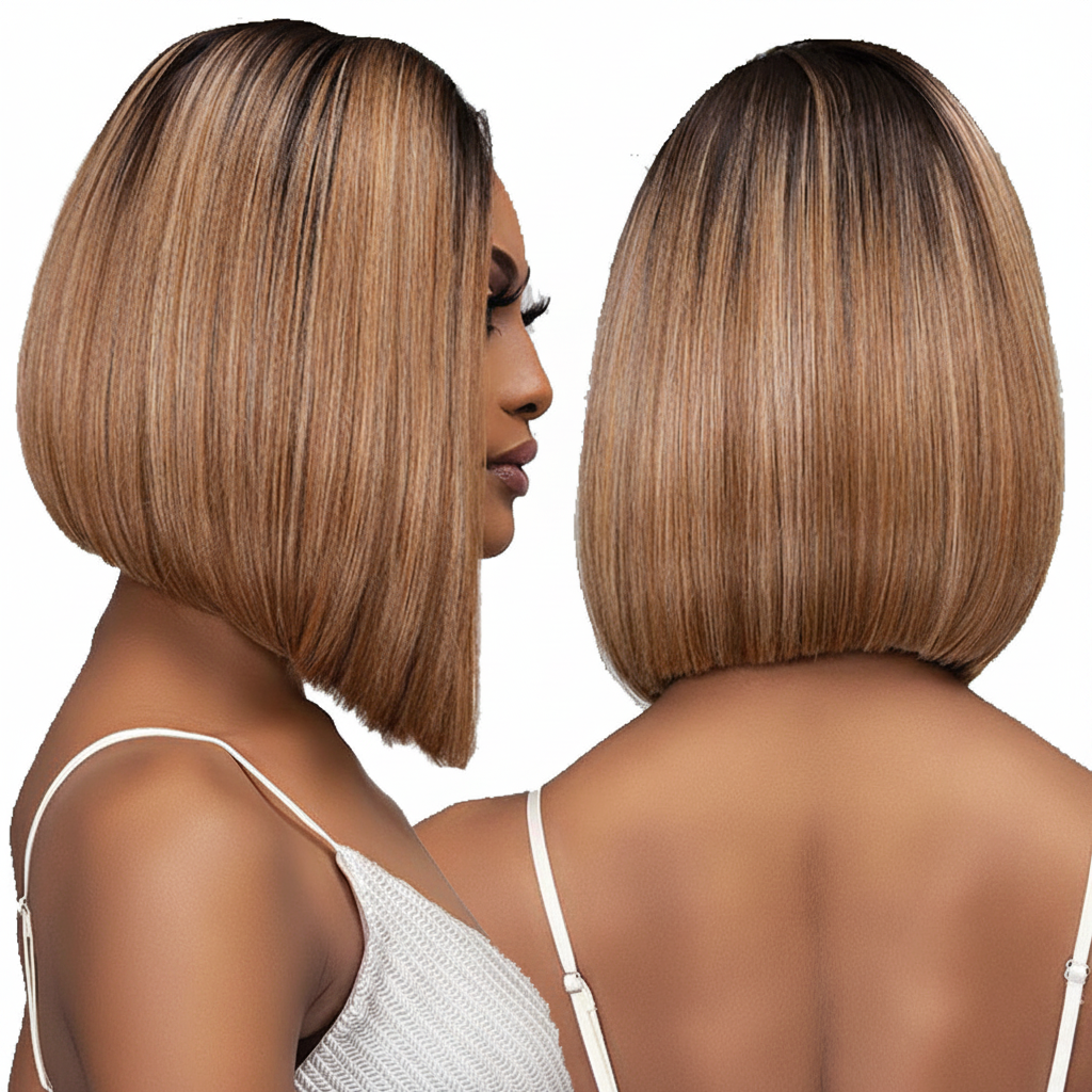 Strawberry blonde bob wig - side and back