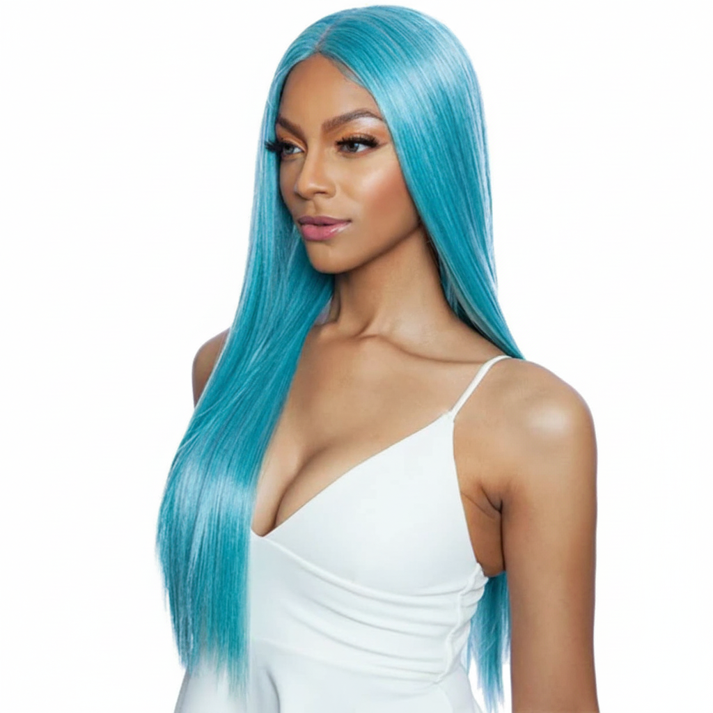 Teal Blue Straight Wig